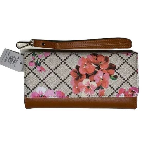 AR New York Women’s Brown Floral Print Wallet Faux Leather NWT NEW Colorful $60 - Picture 1 of 9